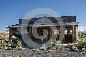 Old Route 66 Western Style Delapidated Building Desert Landscape photo