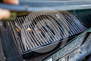 an old dirty car air filter