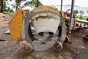 Old and dirty cement mixer machine