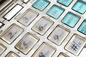 Old dirty and dusty phone keypad