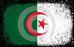 Old dirty grunge vintage algeria national flag illustration