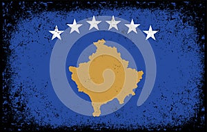 Old dirty grunge vintage kosovo national flag illustration