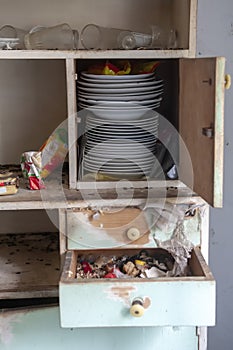 Old dirty kitchen in abandoned house