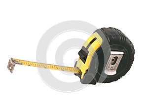 Old dirty measuring tape tilted