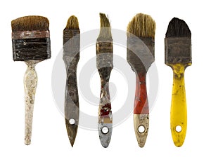 Old dirty paintbrushes photo