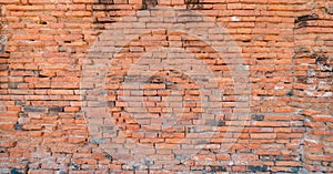 Old dirty red brick wall pattern surface texture in loft style. Close-up of outdoor material for design decoration background.