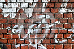 Old dirty red brick wall seamless grunge red structure texture graffitti background