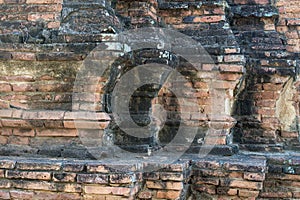 Old dirty red brick wall vintage texture background