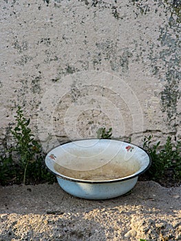Old metal bowl photo
