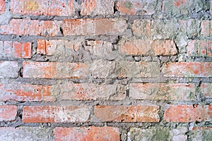 Old dirty wall brick wall made of red brick