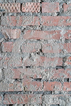 Old dirty wall brick wall made of red brick