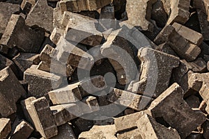 Old discarded segmental paver paving stones