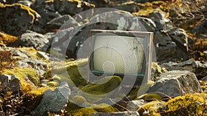 Old discarded television thrown away in a wild nature. The concept of ecology problems photo