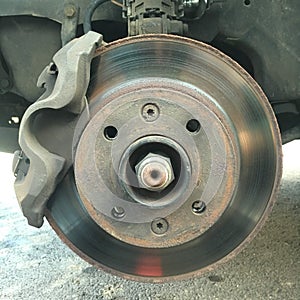 Old disk brakes frontside view