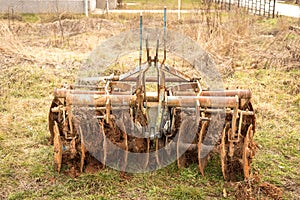 Old Disk harrows with soil