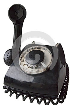 Old disk phone isolated