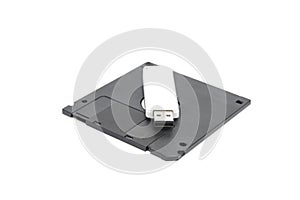 Old diskette with modern usb flash
