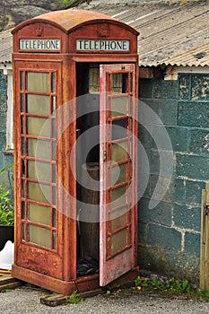 Old dismantled English telephone box.