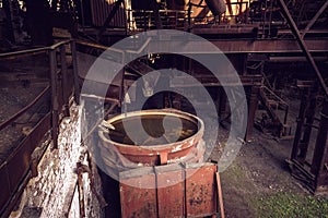 Old disposal pots in blast furnace workshop