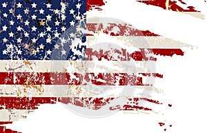 Old distressed grungy USA flag design element, vector illustration