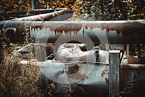 old district heating pipes in nature