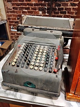 old disused cash register machine