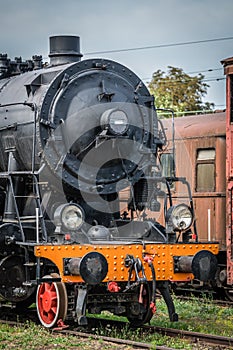 Old disused coal steam locomotive