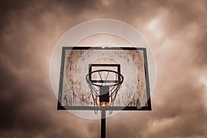 Old disused outdoor basketball hoop