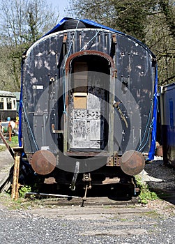 OLd disused railway carriage with bumpers and coupling