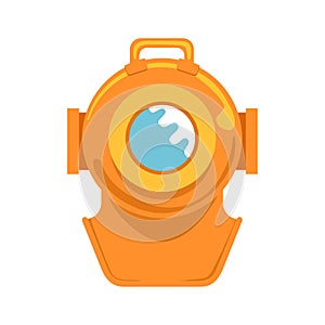 Old diving helmet. Vector cartoon illustration on white.