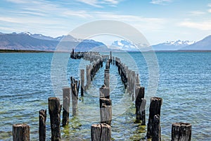 Old Dock in Almirante Montt Gulf in Patagonia - Puerto Natales, Magallanes Region, Chile photo