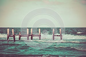 Old dock and sea photograph