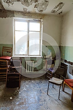 Old doffice room in abandoned building