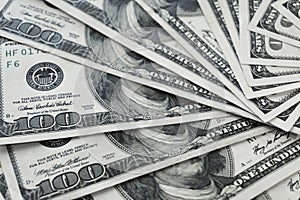 100 old dollar bills. Fan stack close up