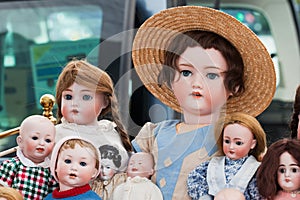 Old dolls at flea Market