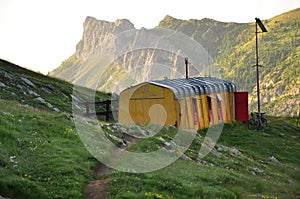 Old don Barbera mountain hut, Piemonte Alps, Italy photo