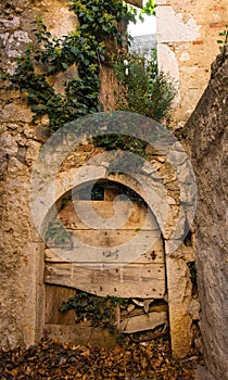 Old Door in Abandoned House in Novi Vinodolski, Croatia