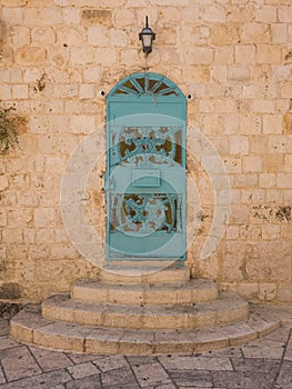 An old door a the abbey of Dormition Church of the Cenacle on mount Zion, Israel.