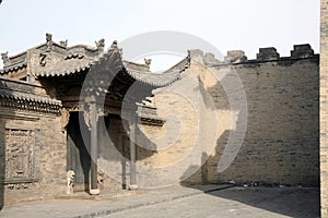 old door ancient brick wall