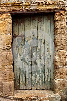 Old Door in an Ancient Stone Building in Crail Scotland