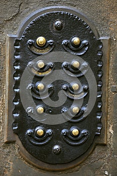 Old vintage industrial door bell in Florence, Italy