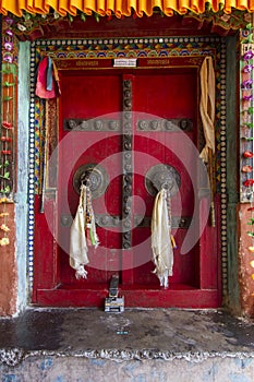 Old door of a buddhist monastery in Ladakh, India