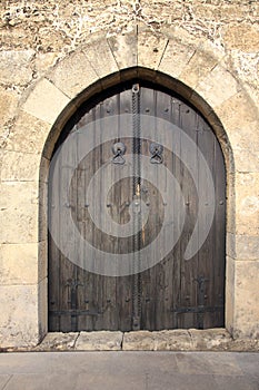 Old door in city of Paralimni photo