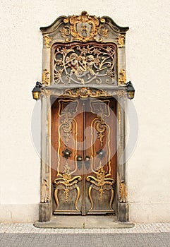 Old door with gold ornaments