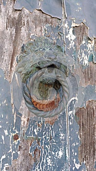old door handle in the form of a lion& x27;s head