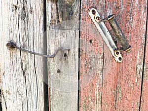 Old door handle and hook for closing doors