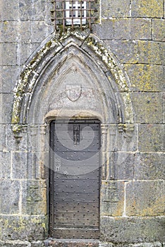 Old door of the historic  village of Salers in France