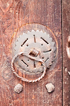 Old door knock with dust