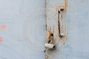 The old door locked with a padlock hanging brackets. Set of backgrounds