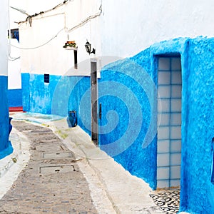 old door in morocco africa ancien and wall ornate blue street